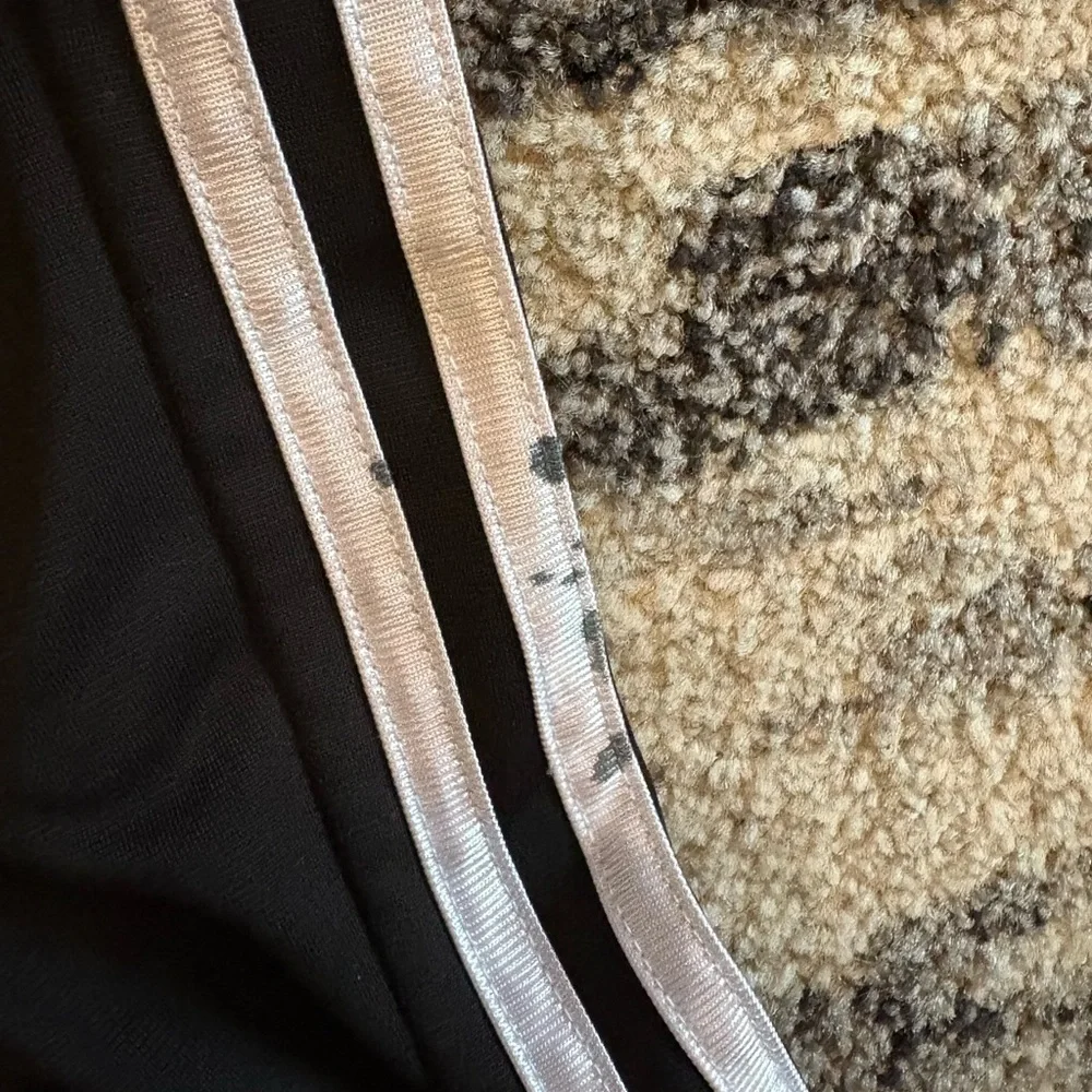 Boys Adidas Kids Black Joggers with White Stripes